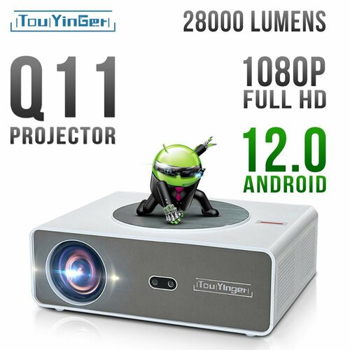 проектор портативный wanbo mini pro 250 ansi люмен wi fi Проектор Touyinger Q11 4K 8K светодиодный домашний кинотеатр электроника видеоигровые устройства 5G проекторы Full HD кинопроектор
