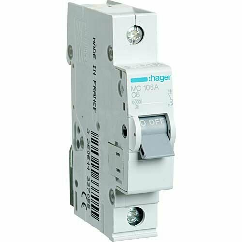 Автоматический выключатель HAGER MC106A 1Р 6A 6kA C