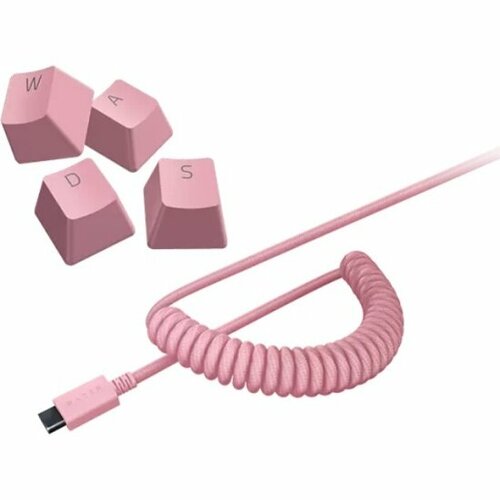 Колпачки и кабель клавиатуры Razer PBT KeycapCoiled Cable Upgrade Set Quartz Pink USUK 1056000₽