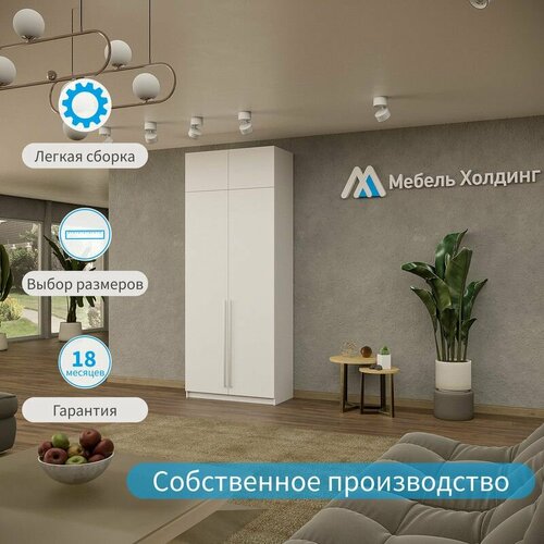 Шкаф распашной Макс белый, 2-х дверный, 100х65х250, мебель холдинг