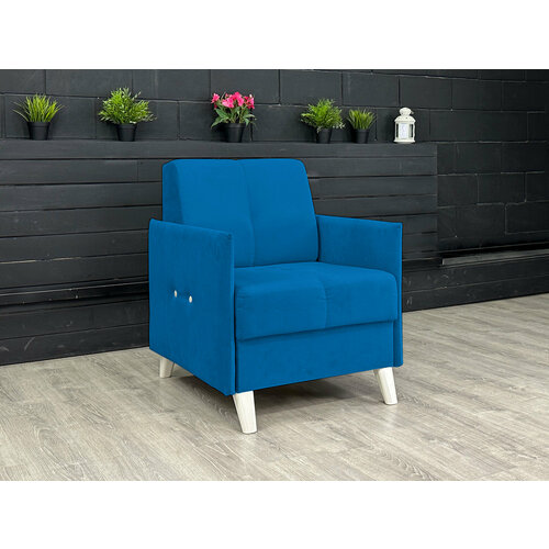 Кресло Бельфор Велюр синий / ножки - слоновая кость Djivani