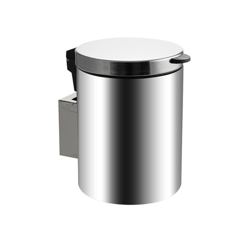 Ведро круглое 5л хромированное с плавным доводчиком крышки из нержавеющей стали с ручкой с настенным креплением 2295₽
