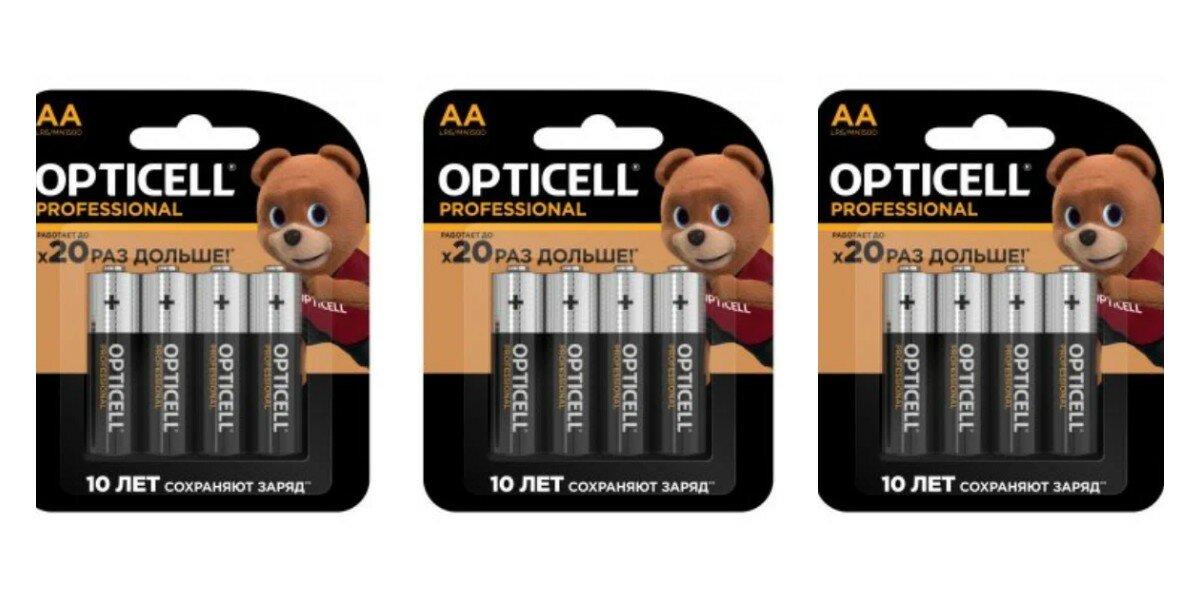 Батарейки Opticell Professional AA, 4 шт в уп, 3 упаковки