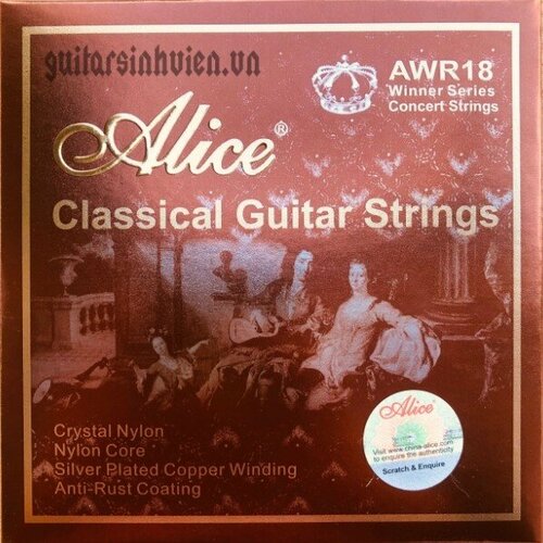 ac168 h комплект струн для классической гитары посеребренные сильное натяжение alice Струны для классической гитары Alice AWR18-H, сильное натяжение, посеребренные