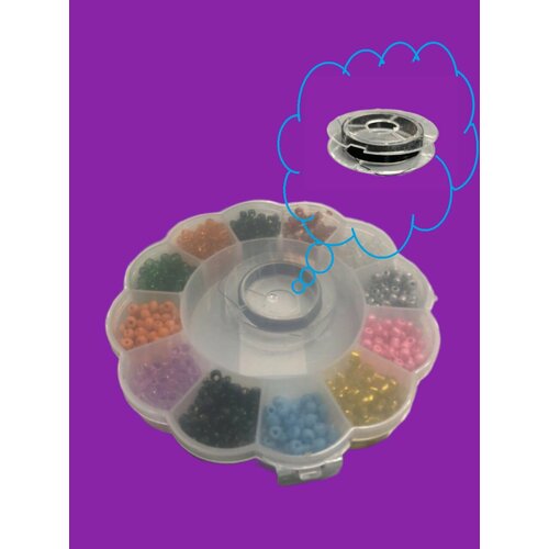 Набор бисера 4 мм 12 цветов + 2 лески Цветок