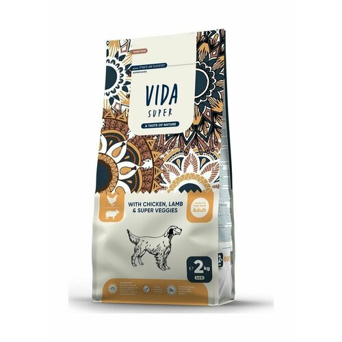 Vida Super Hunting - Сухой корм для взрослых собак средних и крупных пород с курицей ягненком и овощами 2 кг 1503₽