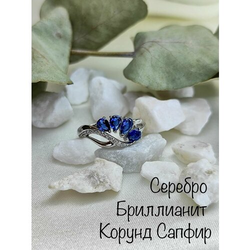 Кольцо Ametrin Jewelry, серебро, 925 проба, родирование, сапфир синтетический, размер 18, серебряный, белый