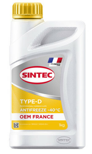 фото Антифриз Sintec OEM France Type-D yellow -40 1кг (6145013)
