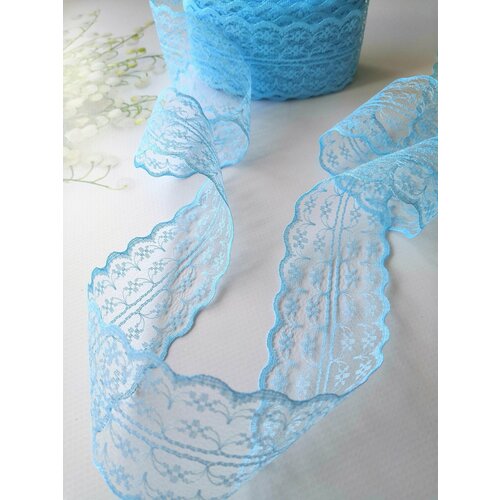 Кружево 4,5 см, длина 10 метров, голубое