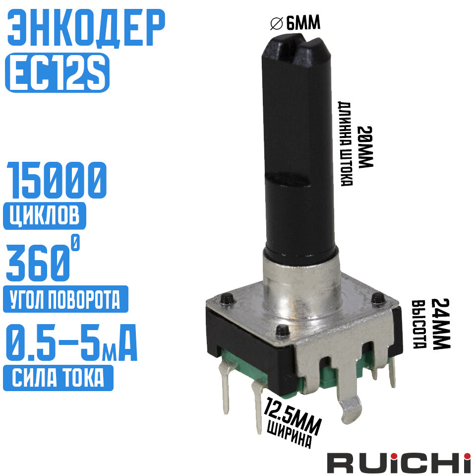 Энкодер EC12S 24/24 24mm pushpin / RUICHI