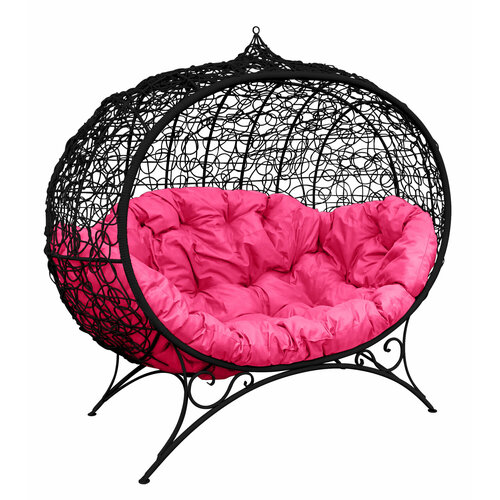 Диван M-group улей на ножках с ротангом чёрный розовая подушка 37950₽