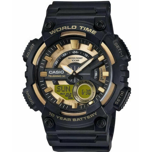 Наручные часы CASIO AEQ-120W-1A, золотой, черный наручные часы casio aeq 120w 2a золотой черный