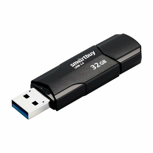 Флешка Smartbuy 32GBCLU-K3, 32 Гб, USB3.0, чт до 175 Мб/с, зап до 25 Мб/с, черная флешка smartbuy sb64gbclu k3 64gb sb64gbclu k3