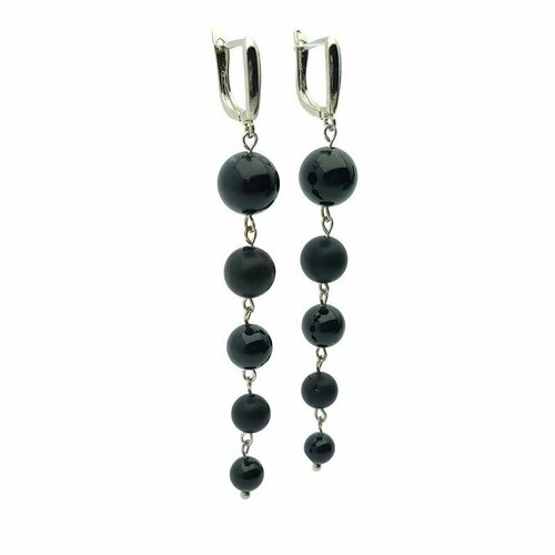 Серьги Янтарная Радуга, черный