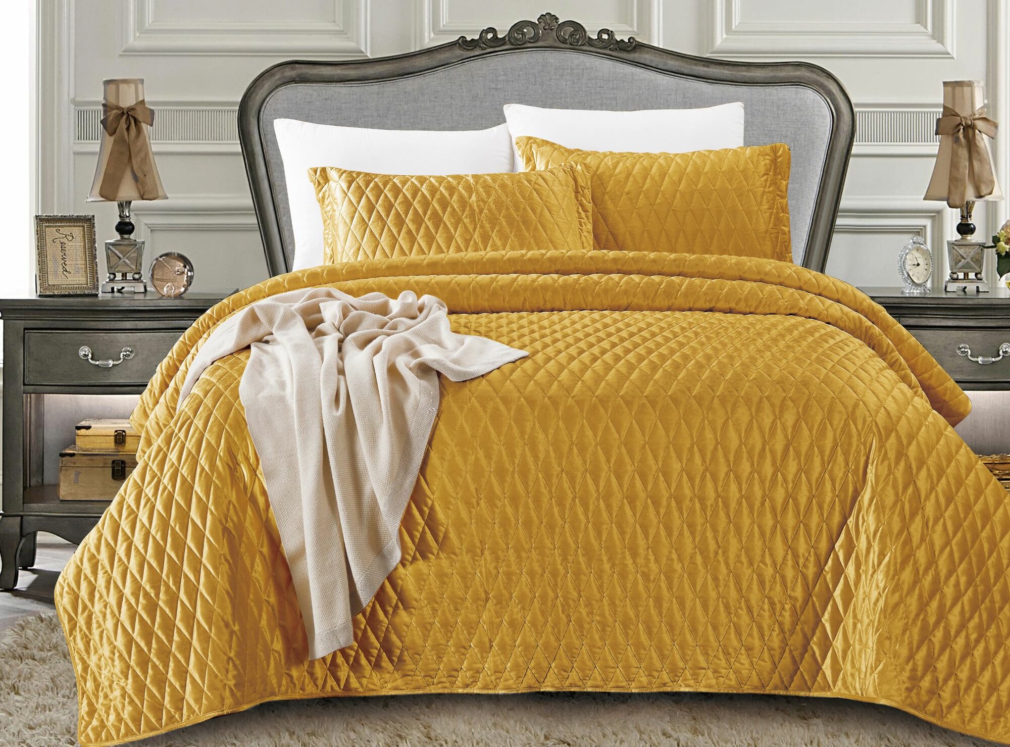 Велюровое Покрывало Танго Arabesque, евро, размер 240х260 см, 2 наволочки 50х70 см