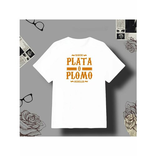 Футболка pablo escobar plata o plomo, размер S, белый