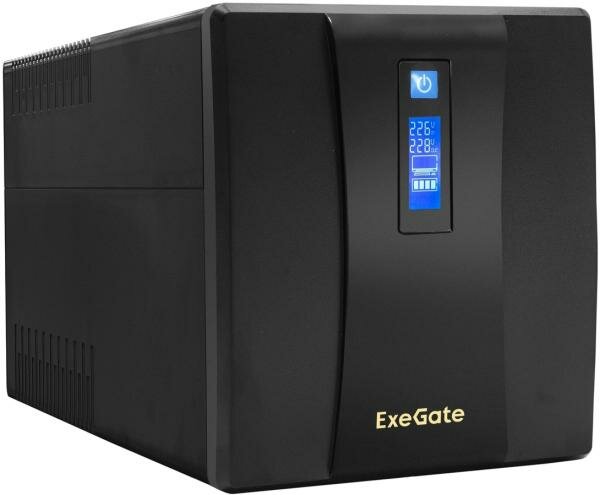 Источник бесперебойного питания Exegate SpecialPro Smart LLB-1600. LCD. AVR.4SH. USB 1600VA Черный