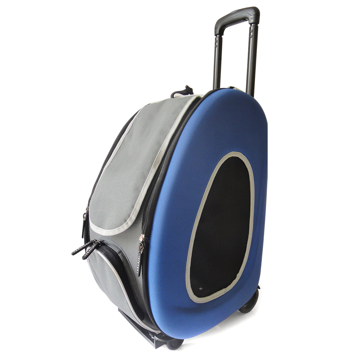 Сумка-тележка Ibiyaya для собак складная, до 8 кг, 3 в 1 (сумка, рюкзак, тележка), цвет: синий, 58x30x34 см - фото №13
