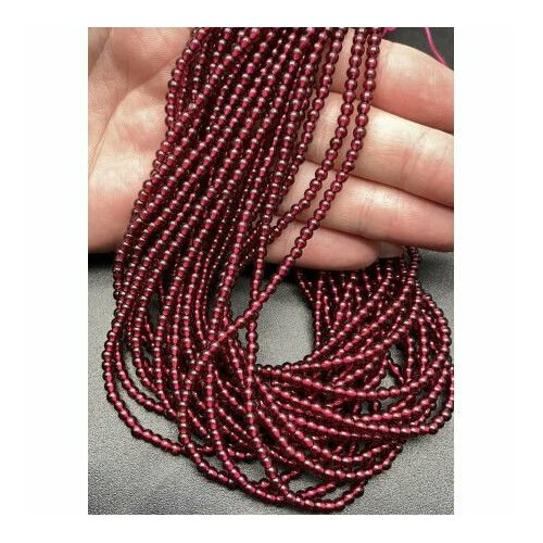 Каменные бусины Гранат шарик гладкий 3 мм длина нити 38 см около 125 бусин 600₽