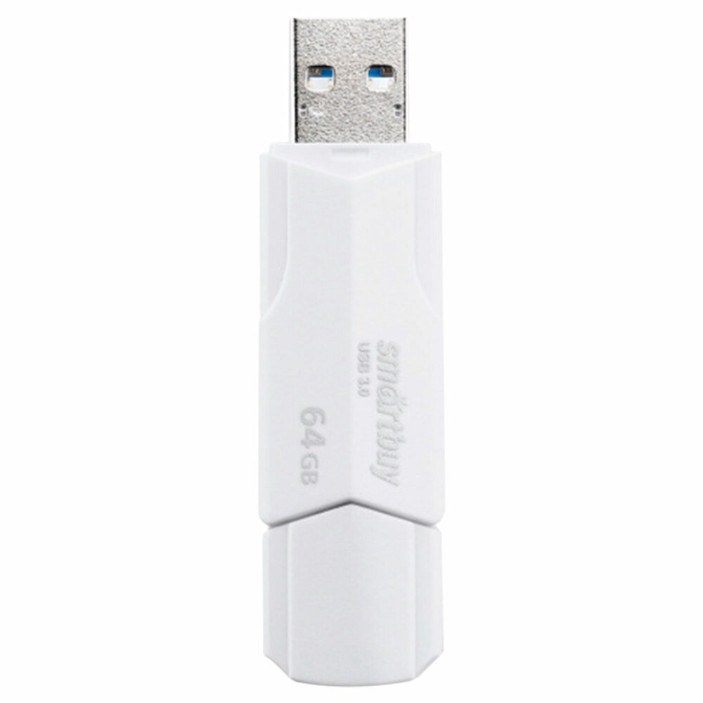 Флеш-диск 64 GB SMARTBUY Clue, USB 2.0, белый, SB64GBCLU-W упаковка 2 шт.