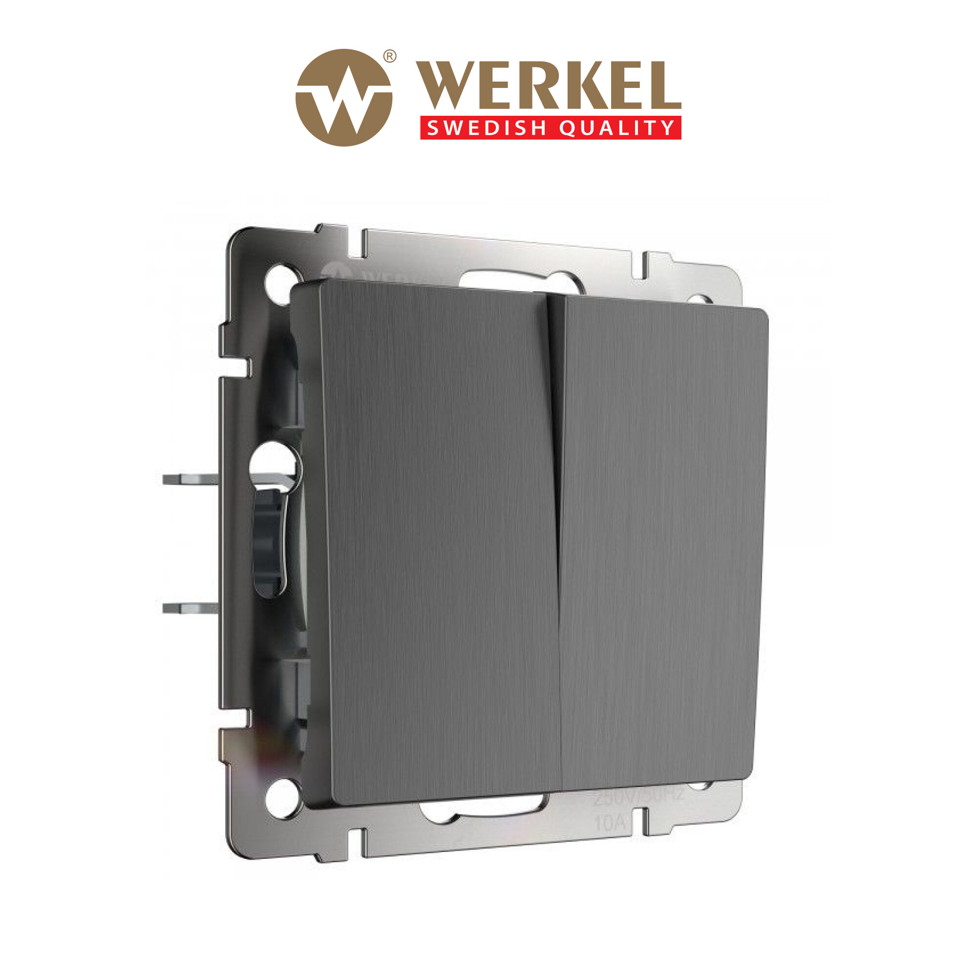 Выключатель двухклавишный Werkel W1120004 графит рифленый IP20