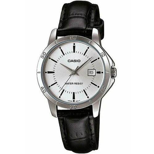 наручные часы casio collection ltp v004l 7a белый серебряный Наручные часы CASIO LTP-V004L-7A, серебряный, черный