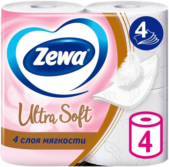 Туалетная бумага Zewa Ultra Soft 4 рулона 4 слоя