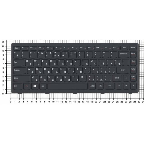 Клавиатура для ноутбука Lenovo Flex 14 G400s черная с рамкой
