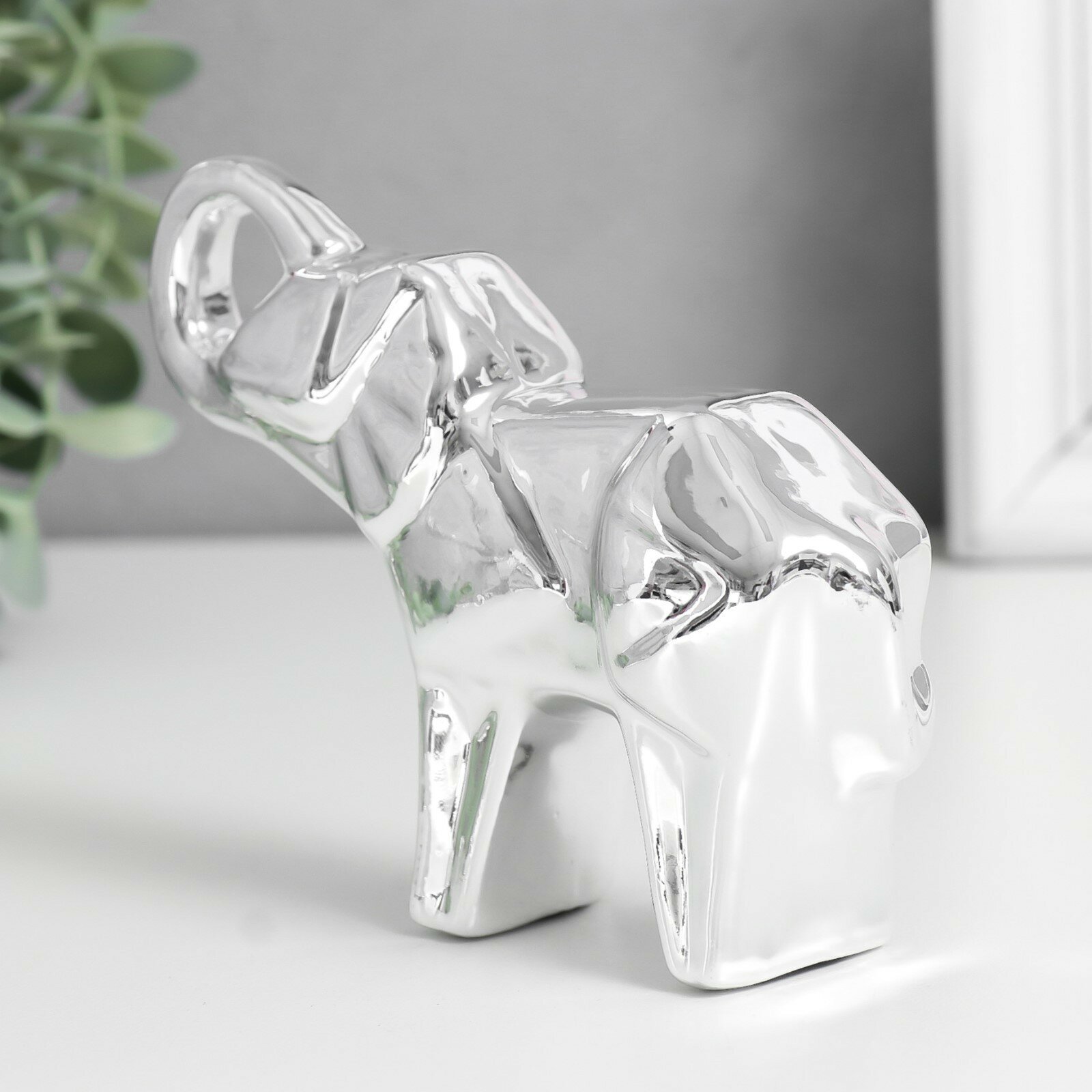 Sima-land Сувенир керамика "Слон" оригами серебро 14х3,5х10 см