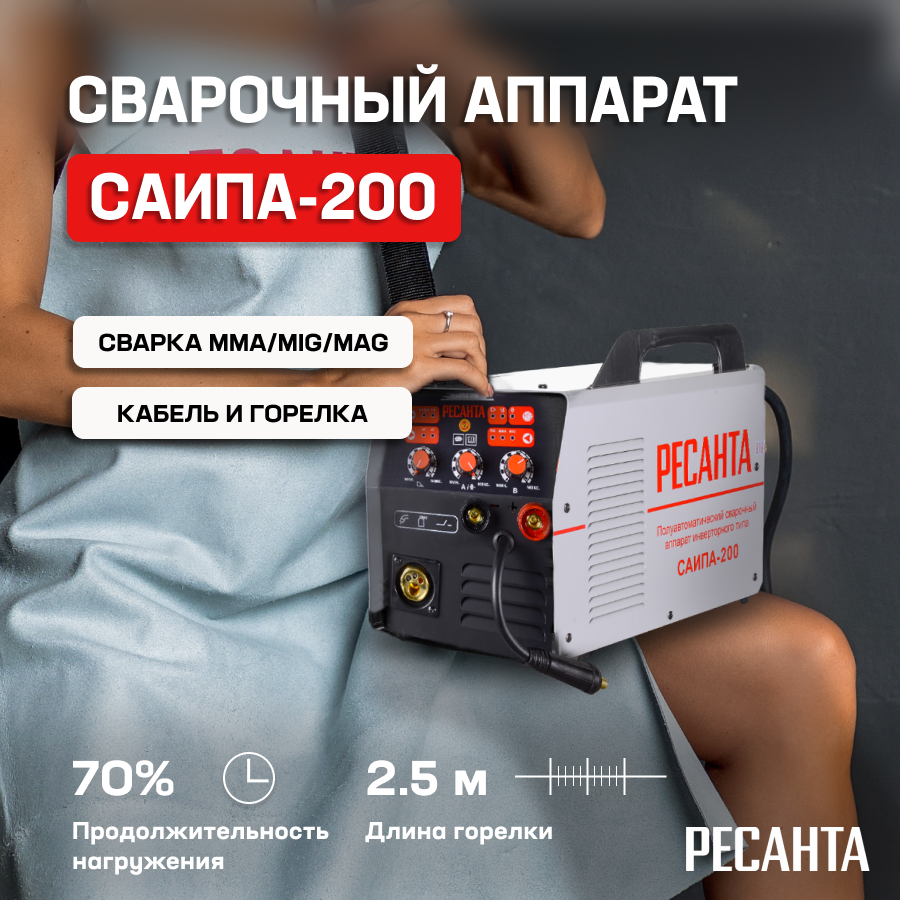 Сварочный полуавтомат САИПА-200 (MIG/MAG) Ресанта