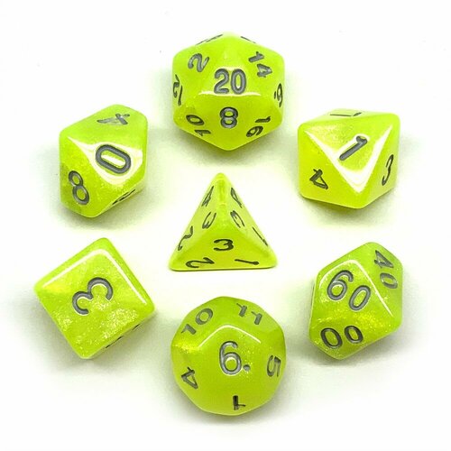 Ork's Workshop Кубики ДнД (7 шт) / Дайсы для DnD / Dungeons & Dragons / RPG / Цитрус yernea 7pcs set high quality multiaspect dice multi color transparent acrylic dice d4 d6 d8 d10 d10% d12 d20 rpg dice