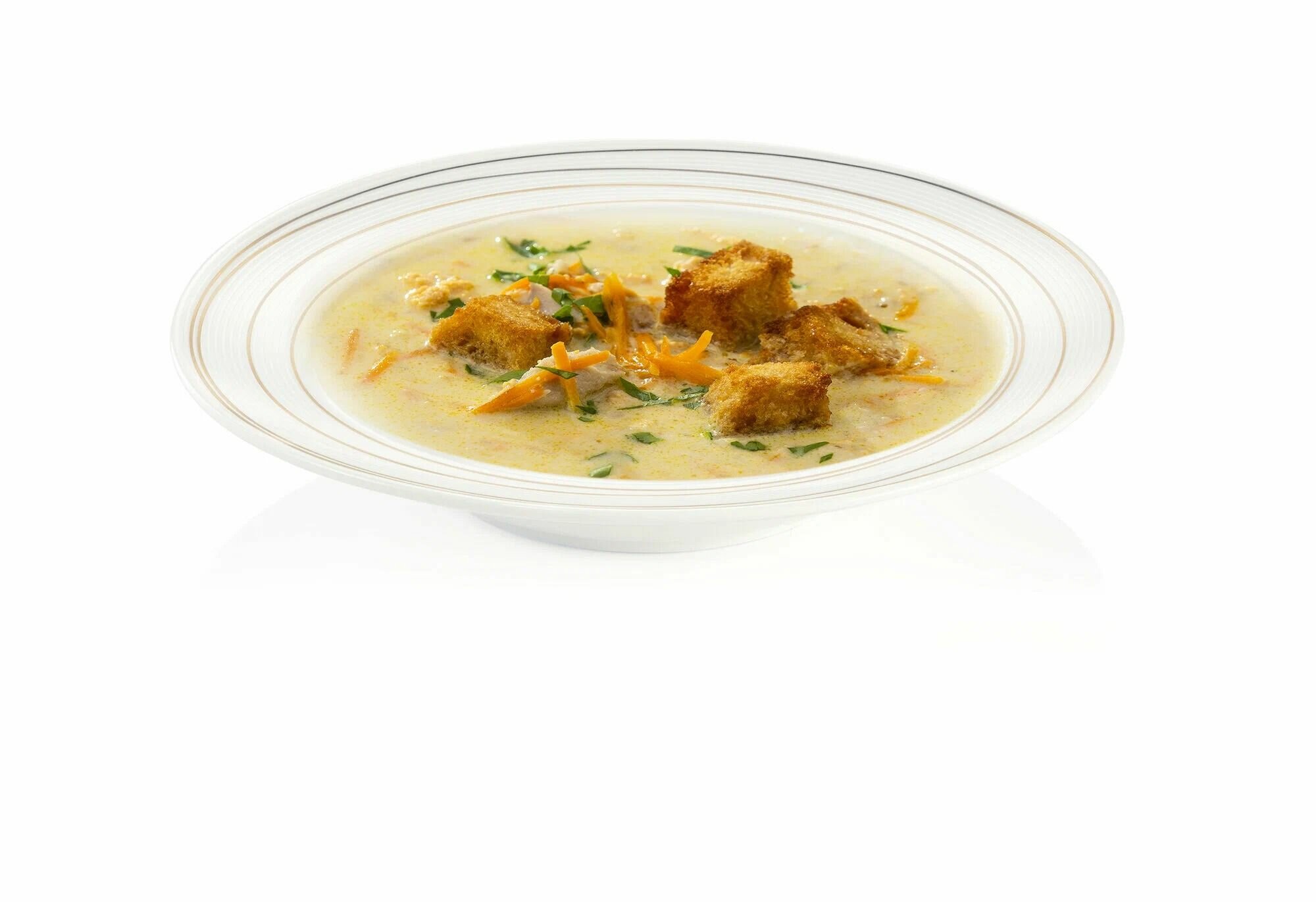 Глубокая тарелка Tescoma OPUS GOLD, диаметр 22 см, белый фарфор — фото 1