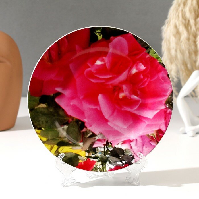 Декоративная тарелка Sima-land "Роза", керамика, диаметр 17,5 см