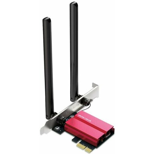 Mercusys MA86XE AXE5400 Tri-Band Wi-Fi 6E Bluetooth PCI Express Adapter, 2402 Mbps at 6 GHz + 2402 Mbps at 5 GHz + 574 Mbps at 2.4 GHz, 2? High Gain T