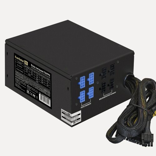 Изображение товара Блок питания ExeGate 750W 750PPX 80 PLUS Cable Management EX292336RUS, black