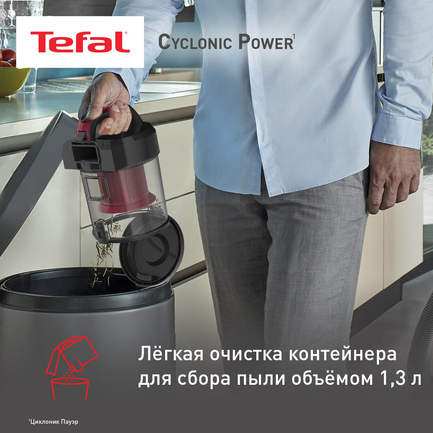 Пылесос с контейнером Tefal Cyclonic Power TW1923RH, красный/черный