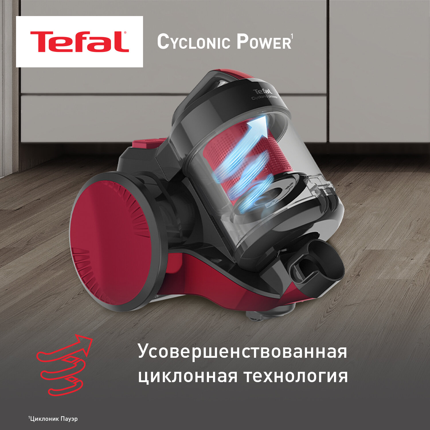 Пылесос с контейнером Tefal Cyclonic Power TW1923RH, красный/черный