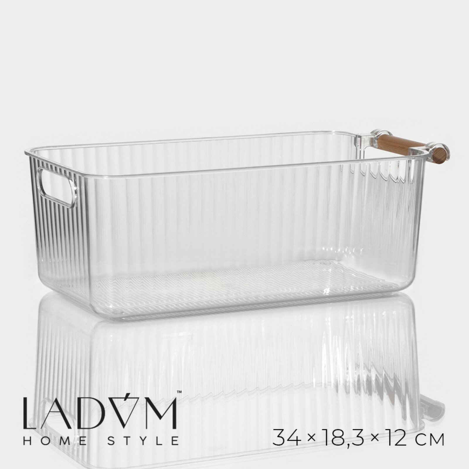 Контейнер для хранения с ручкой LaDо́m «Кристалл», 34×18,3×12 см, прозрачный