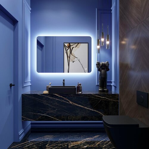 Зеркало с подсветкой наполи 80х120 см для ванной холодный белый свет 6000К сенсорное управление 14800₽