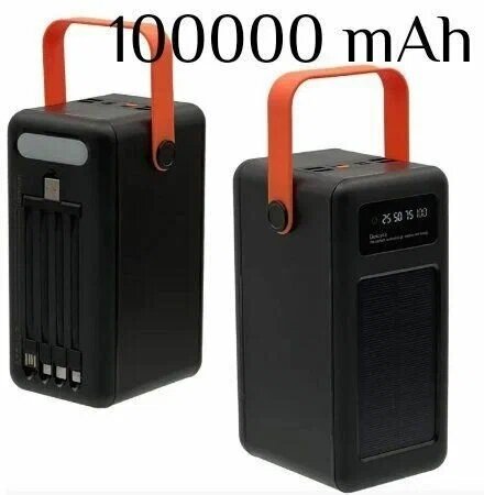 фото Внешний аккумулятор для телефона, зарядное устройство повербанк, power bank с солнечной батареей, powerbank 100000 mah быстрая зарядка