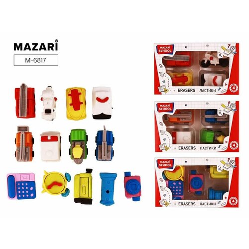 Набор ластиков M-6817 TRANSPORT термопластичная резина фигурные6шт3 дизайна цветная коробкакарто M-6817 341₽