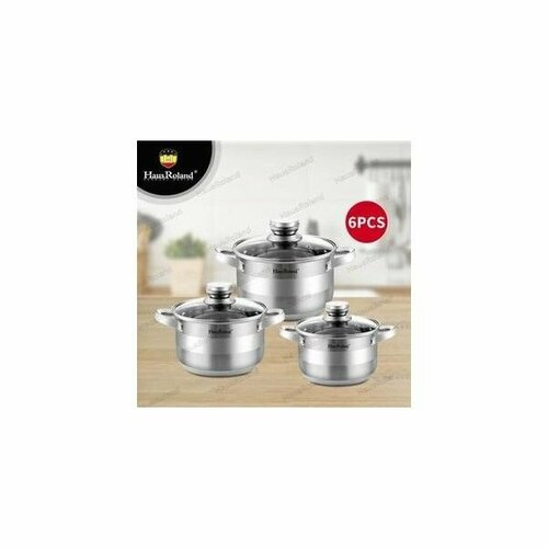 Набор кастрюль Haus Roland из нержавеющей стали,6 предметов, HR131-2