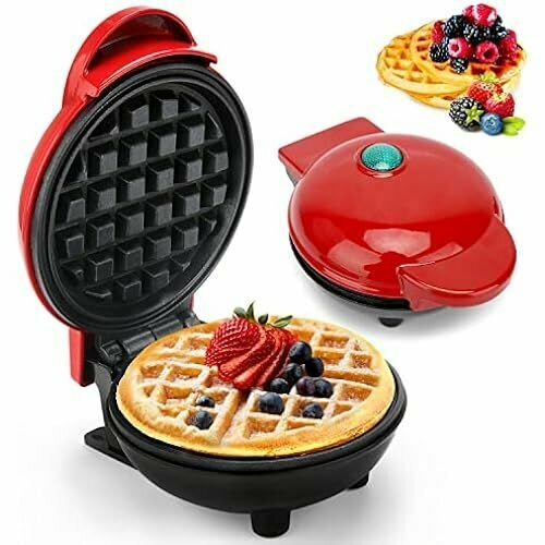 Мини-вафельница - Вафельница IVEOPPE для классических вафель с антипригарным покрытием бытовая вафли тосты сэндвичи быстрый завтрак круглая - красная 987400₽