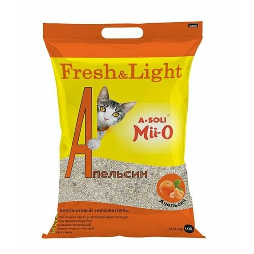 A-Soli А-Соли FRESH LIGHT апельсин Комкующийся наполнитель, с ароматом Апельсина, с ручкой 10л 8кг