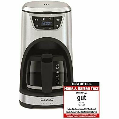Кофемашина с фильтром Caso NOVEA C4 Design 1000 Вт температура заваривания около 96 C на 44536 чашек светодиодный дисплей серебристый 2234000₽