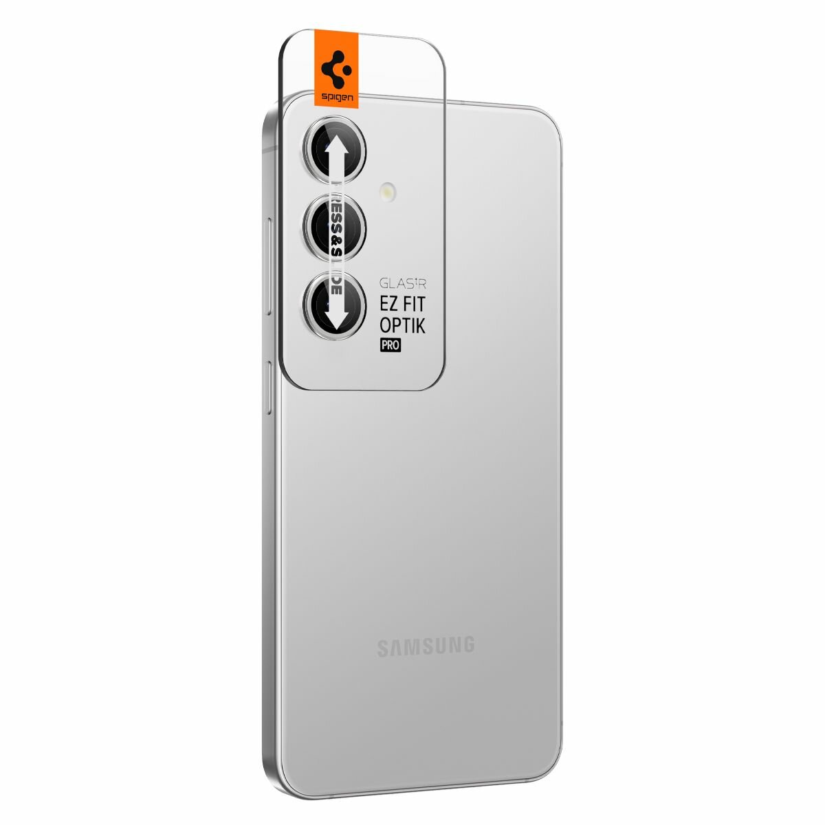 Защитное стекло для камеры Spigen на Samsung Galaxy S24 (AGL07614) Glass tR EZ Fit Optik Pro / Спиген Стекло для Самсунг Галакси С24 Олеофобное, Серый, 2 шт