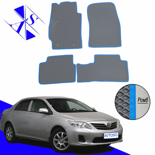 фото Автомобильные коврики eva/ева/эва для toyota corolla e150 2006-2013 (седан) серый голубой avtoso