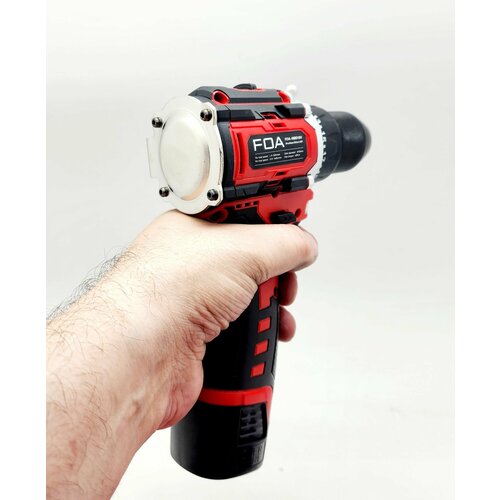 Дрель-шуруповерт -перфоратор мощный компактный аккумуляторный с металлической насадкой для забивания гвоздей , обрезиненным покрытием рукоятки , кейсом и 2 мя батареями в комплекте FOA-BD18VMP, 18 Вольт