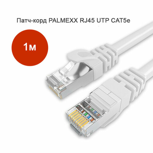 Патч-корд PALMEXX RJ45 UTP CAT5e, 1.0м, A3594 белый
