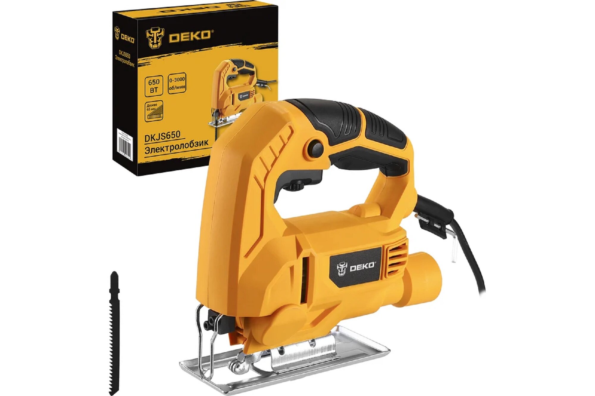 Лобзик (электролобзик) строительный электрический сетевой DEKO DKJS650, 063-4186, 650 Вт желтый
